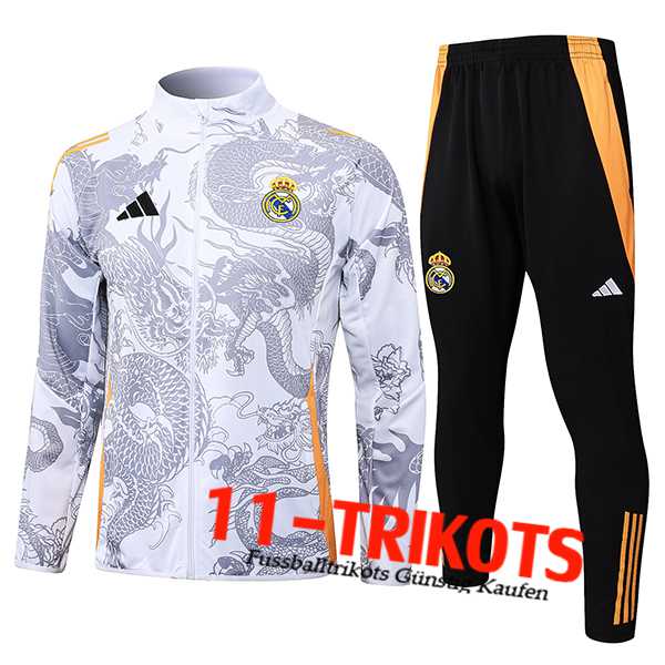 Real Madrid Trainingsanzug Trainingsjacke Weiß/Grau/Orange 2024/2025