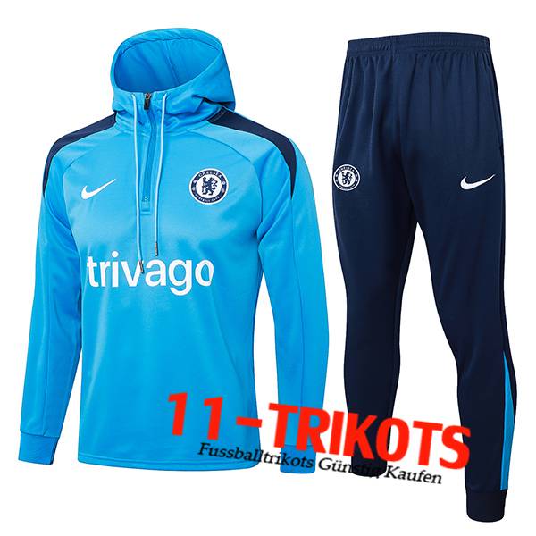 FC Chelsea Trainingsanzug Mit Kapuze Trainingsjacke Windbreaker Blau 2024/2025