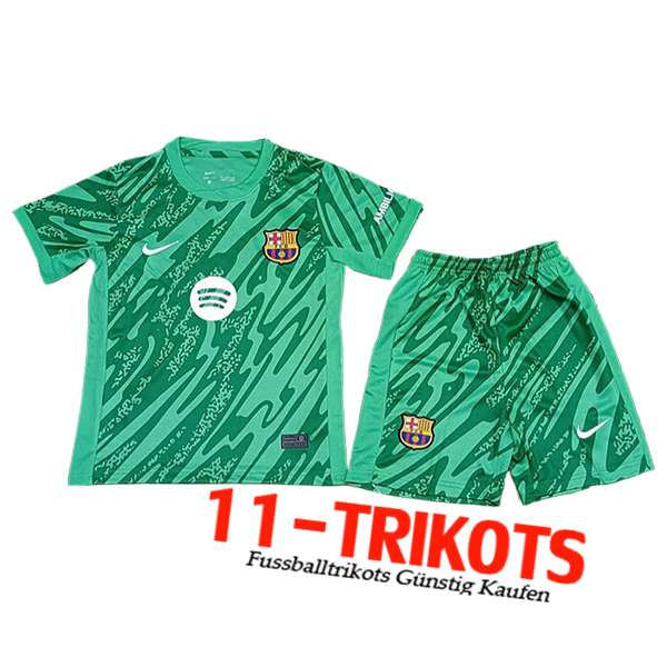 Barcelona Fussball Trikots Kinder Torhuter Grün 2024/2025