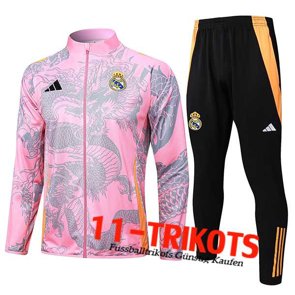 Real Madrid Trainingsanzug Trainingsjacke Rosa/Grau 2024/2025 -02