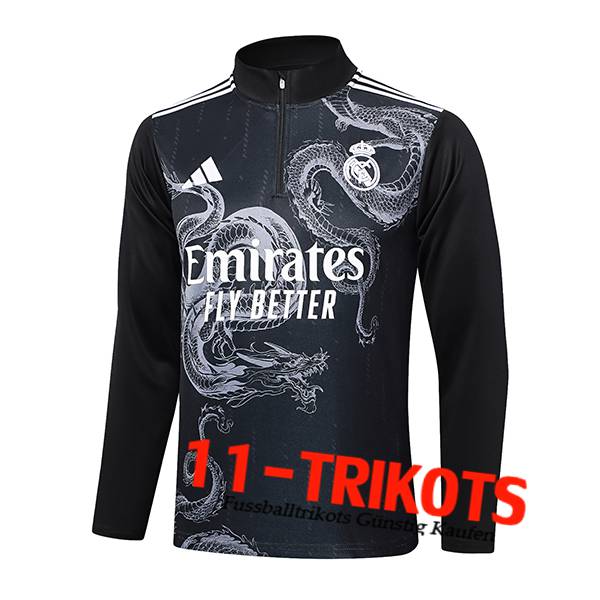 Real Madrid Training Sweatshirt Schwarz/Weiß 2023/2024