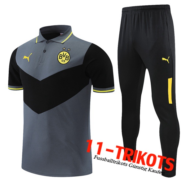 Dortmund BVB Poloshirt + Hose Schwarz/Grau 2021/2022