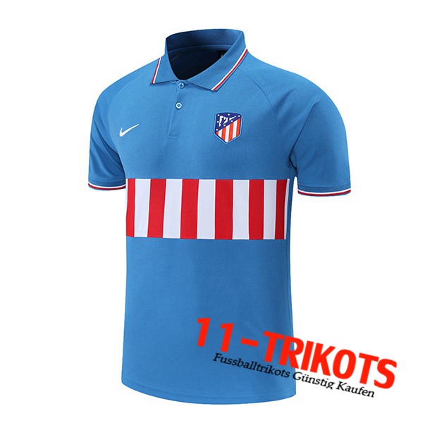 Atletico Madrid Poloshirt Blau/Rot/Weiß 2021/2022